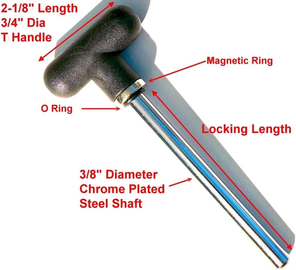 Magnetic Pin Tensile 3/8"X4-1/4" Locking Space W/Black T-Handle Knob Univesal