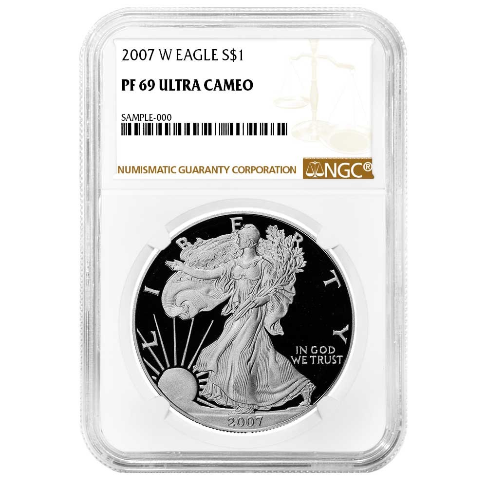 2007-W Proof $1 American Silver Eagle NGC PF69UC Brown Label