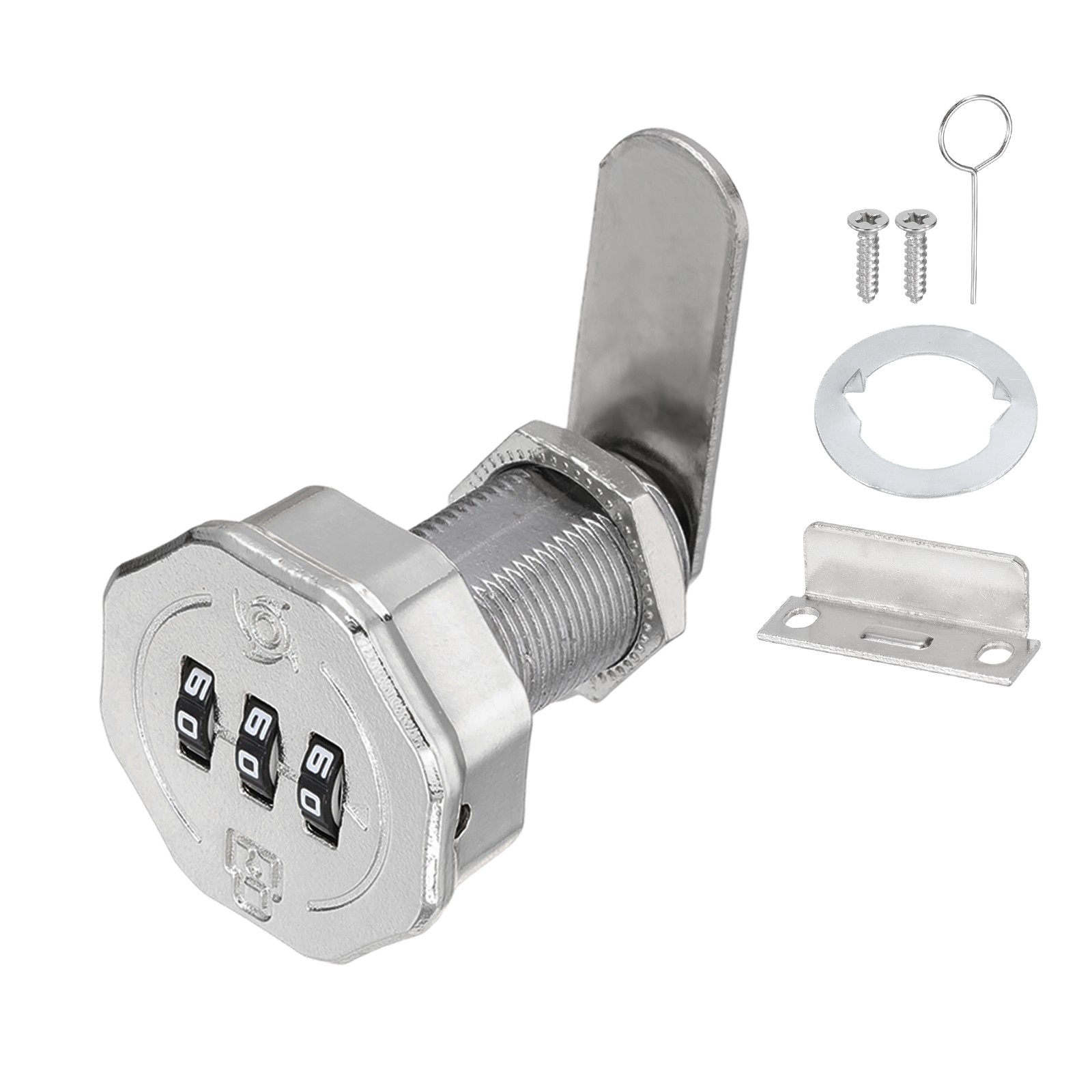Combination Cabinet Cam Lock 3/16Inch Cylinder Metal Locks Bright Chrome