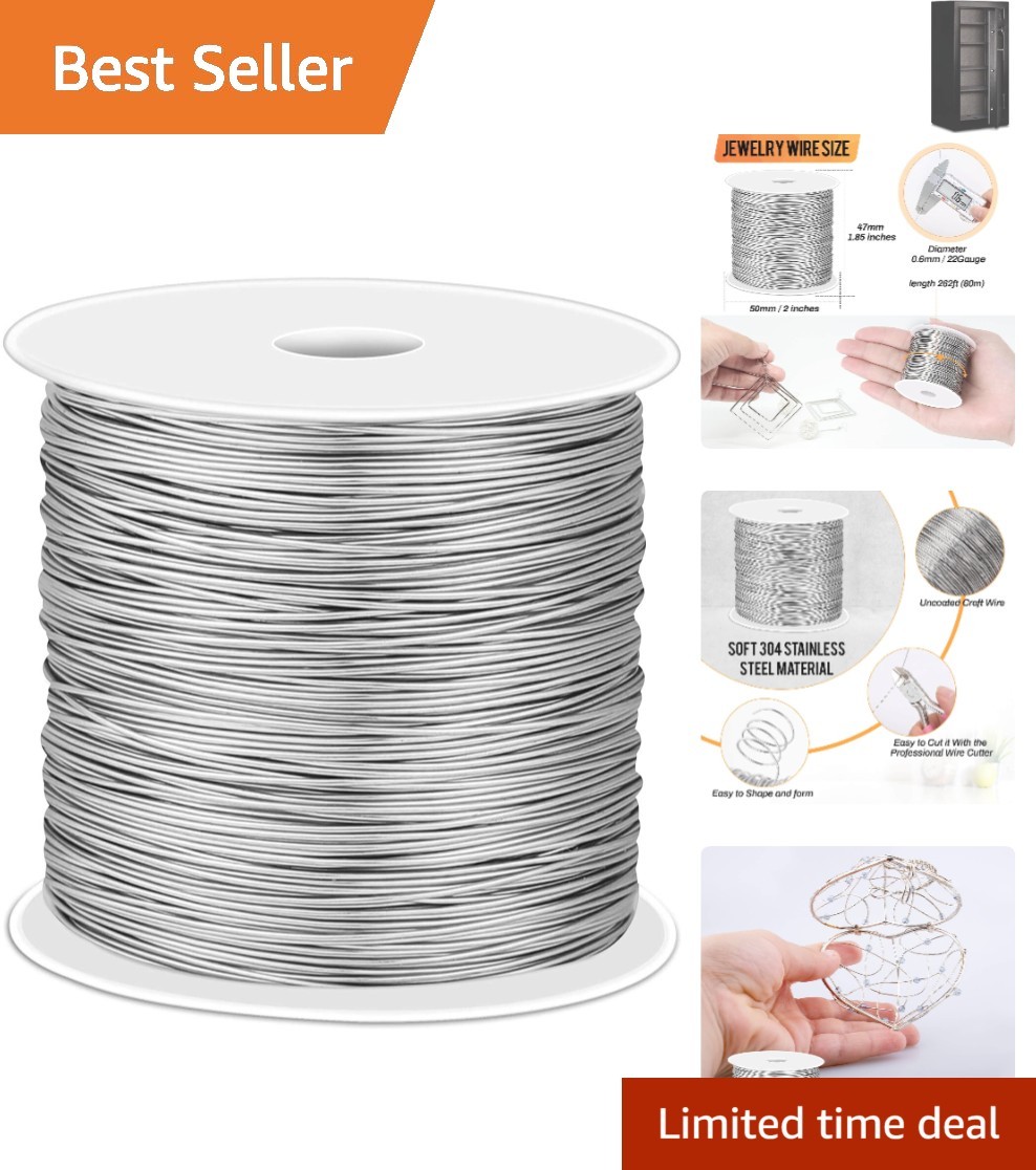 Versatile 22 Gauge Stainless Steel Craft Wire - 262 Feet for Jewelry Making