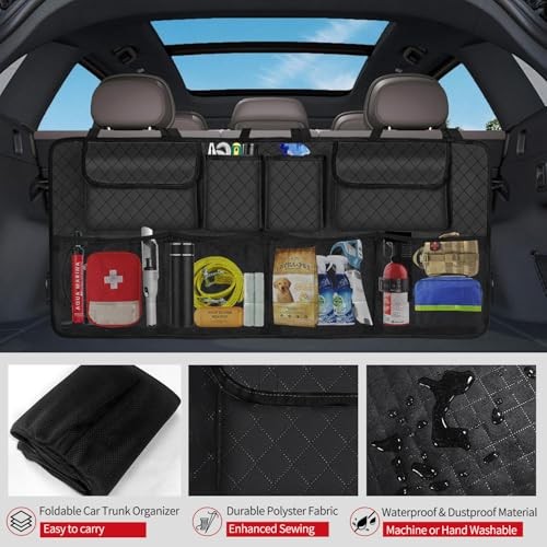Car Trunk Organizer and Storage, Large Capacity Backseat Hanging Storage Black