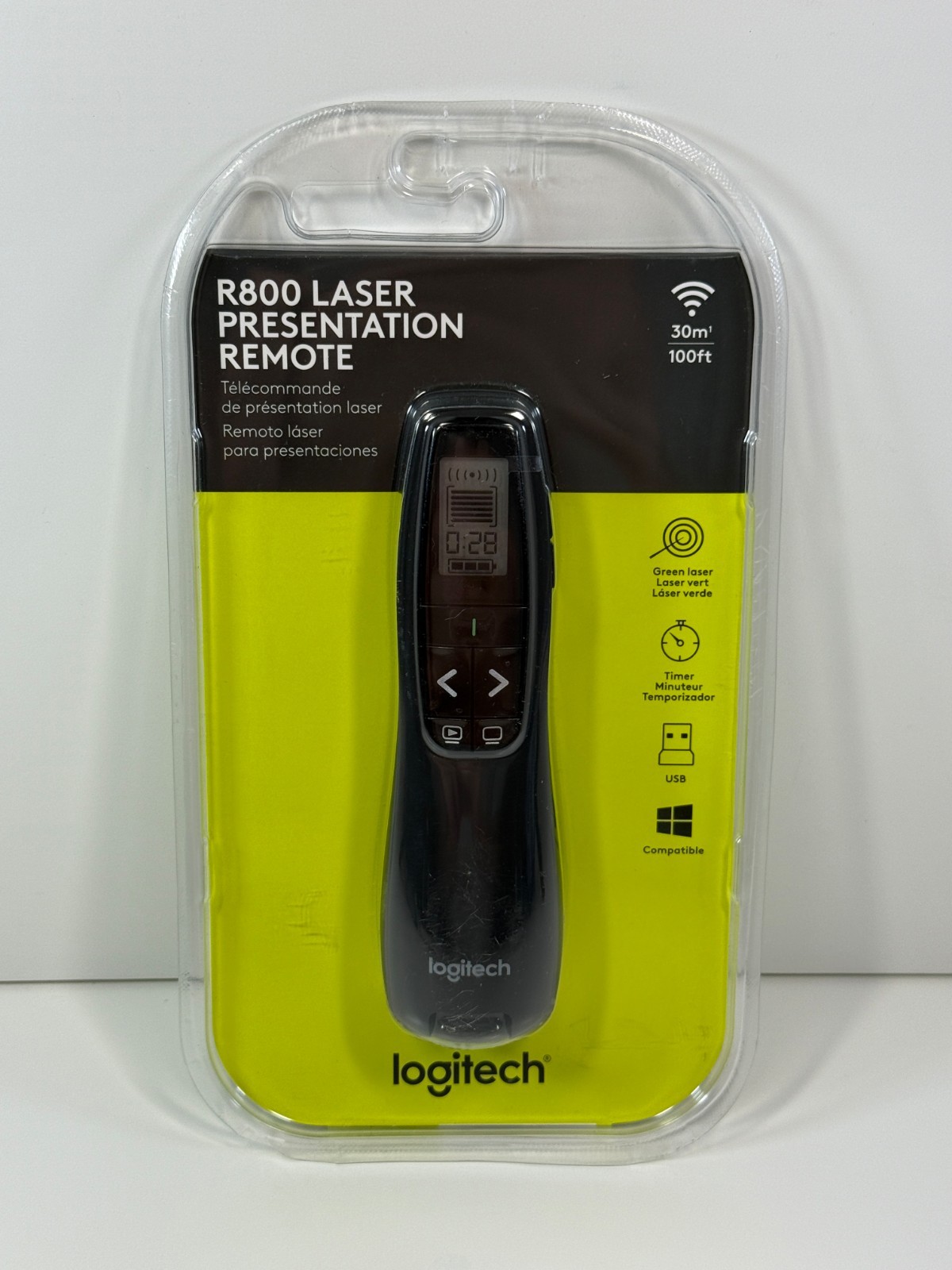 Logitech R800 Laser Presentation Remote Control Black Sealed