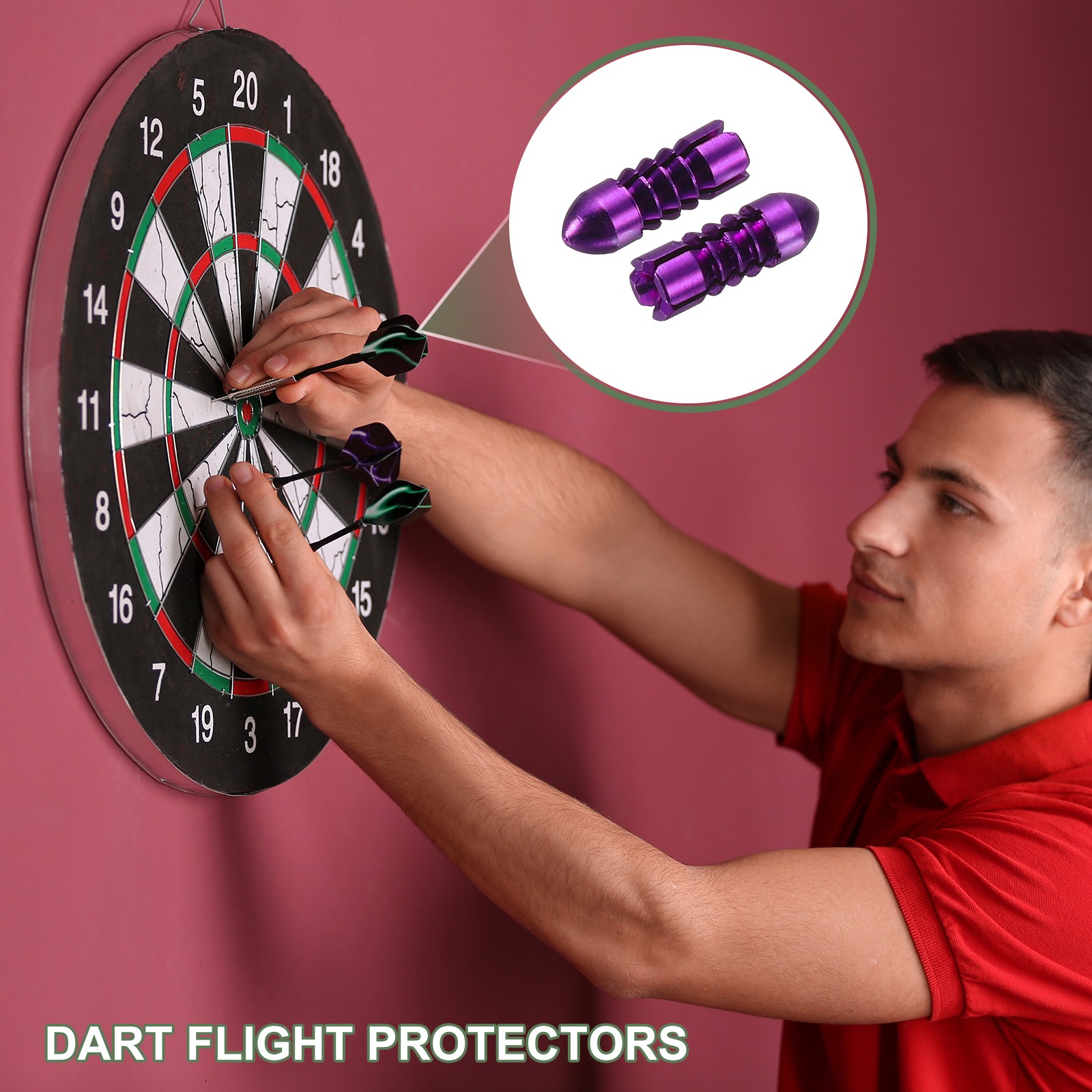 5 Pcs Dart Flight Protectors Fixed 90 Degrees Wing Savers Protects, Purple