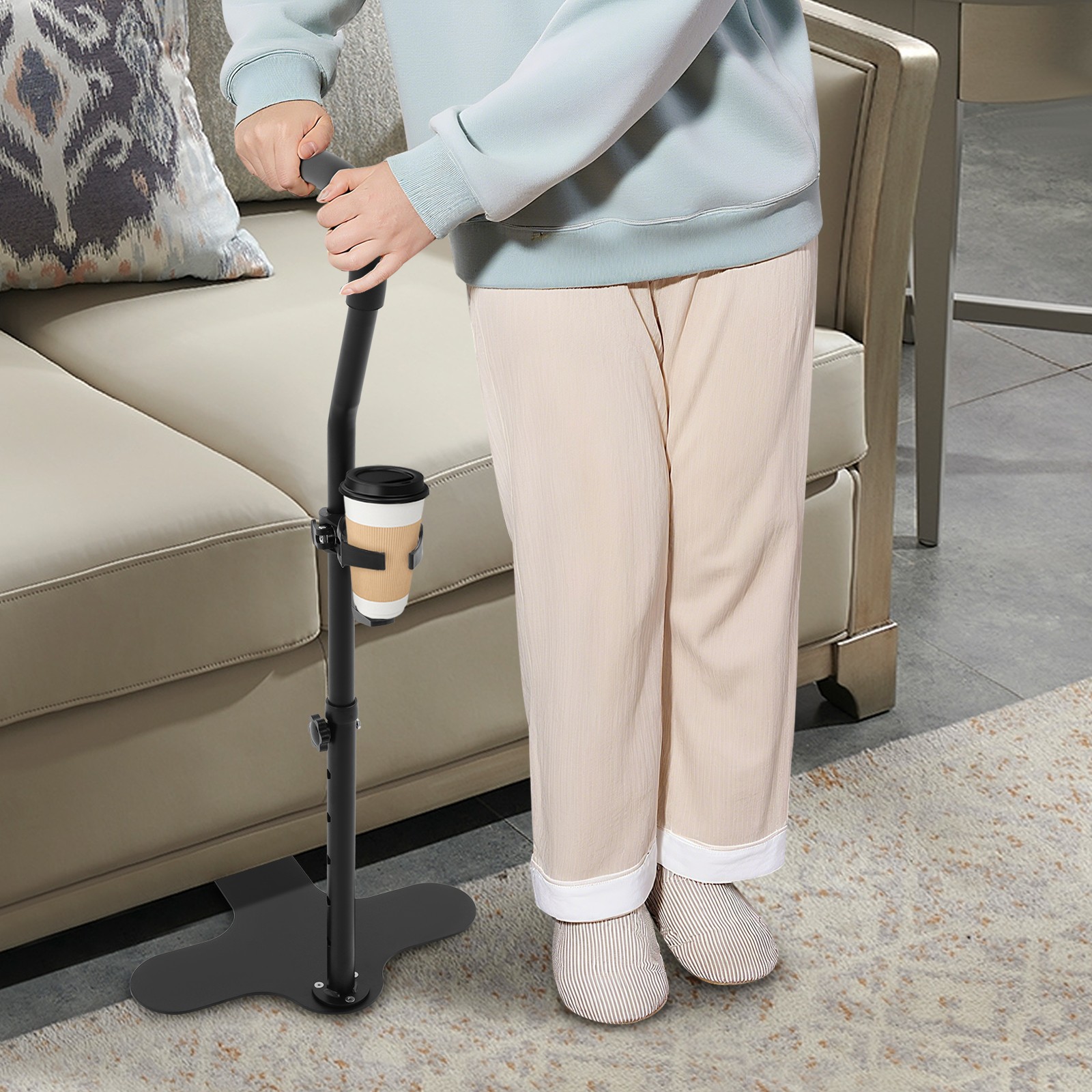 Chair Couch Stand Assist Adjustable Height Chair Lift Assist w/Cup Holder 226kg