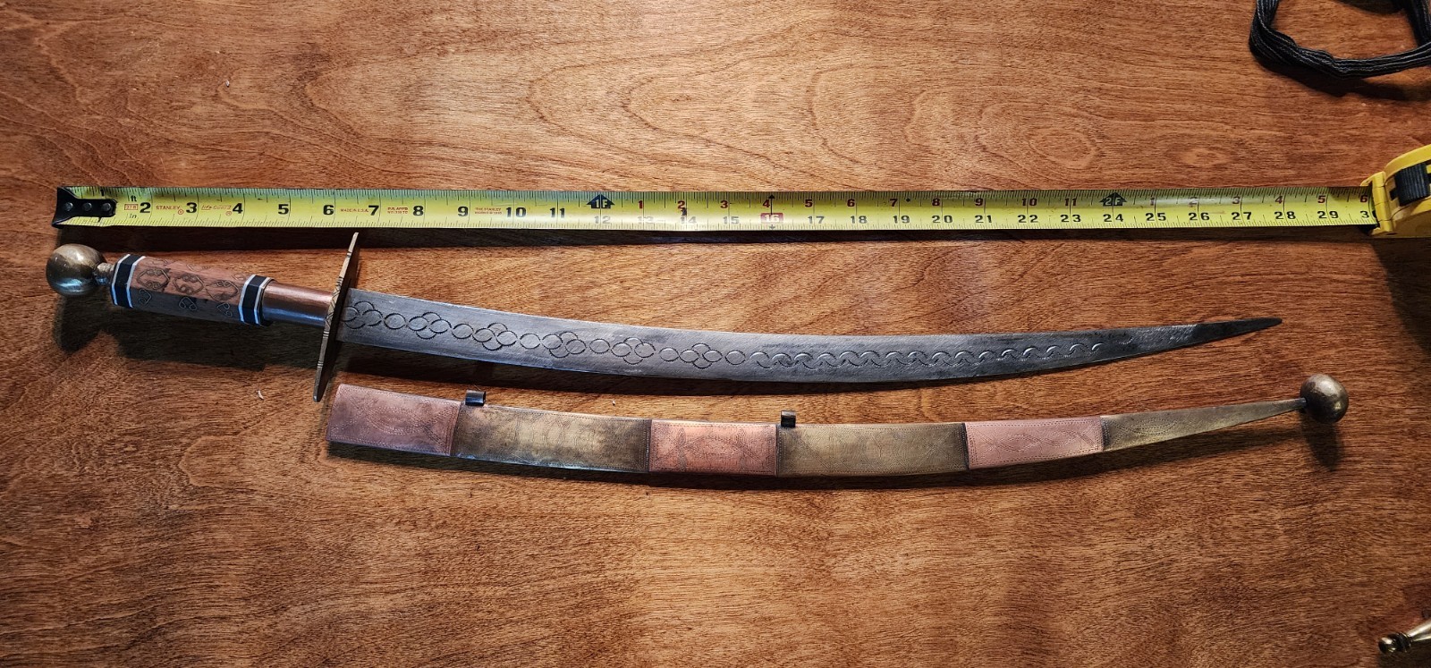 Antique Turkish/ Moroccan Sword - Wood,copper,brass Handle.