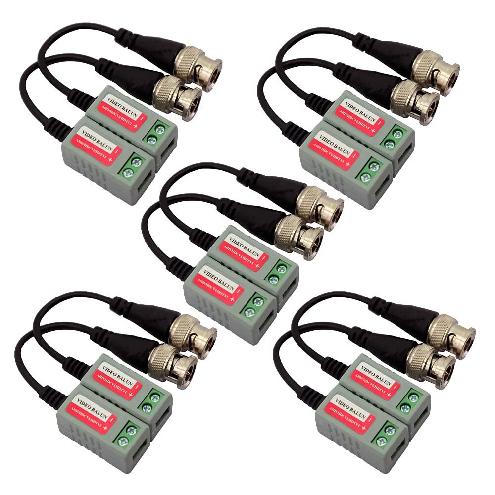5 Pack 10 Pcs Mini CCTV BNC Video Balun Transceiver With Pigtail Video Passiv...