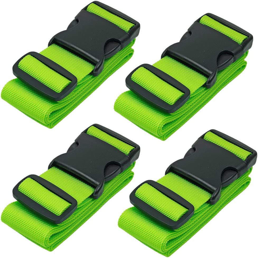 Luggage Straps for Suitcases Travel Belt Suitcase Strap, 4-Pack, Green