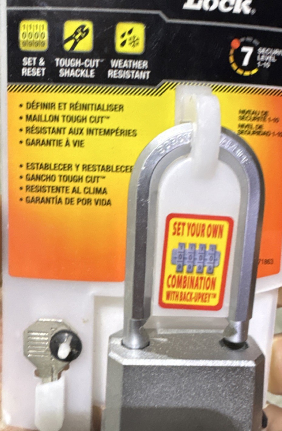 Master Lock M176XDLH Resettable Combination Padlock Tough-Cut Steel Shackle Key