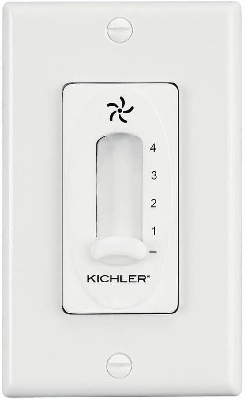 Lighting 337012WH Ceiling Fan 4-Speed Single Slide Wall Control, White Finish