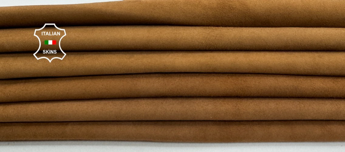 TAN BROWN SUEDE 2 SHADES Soft Italian Goatskin Leather 2 skins 6+sqf 0.7mm C7762