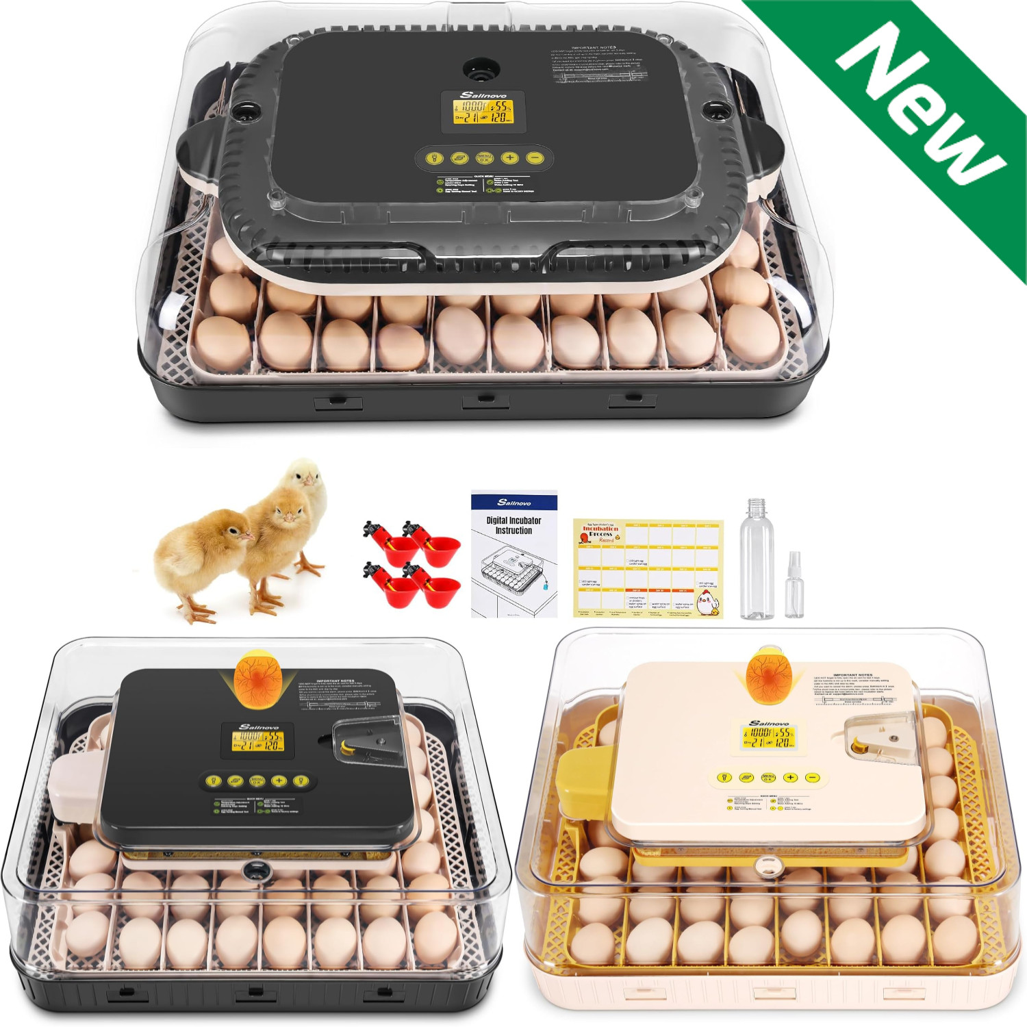56/70 Egg Incubator for Hatching w/ Automatic Egg Turning Built-In LED Candler