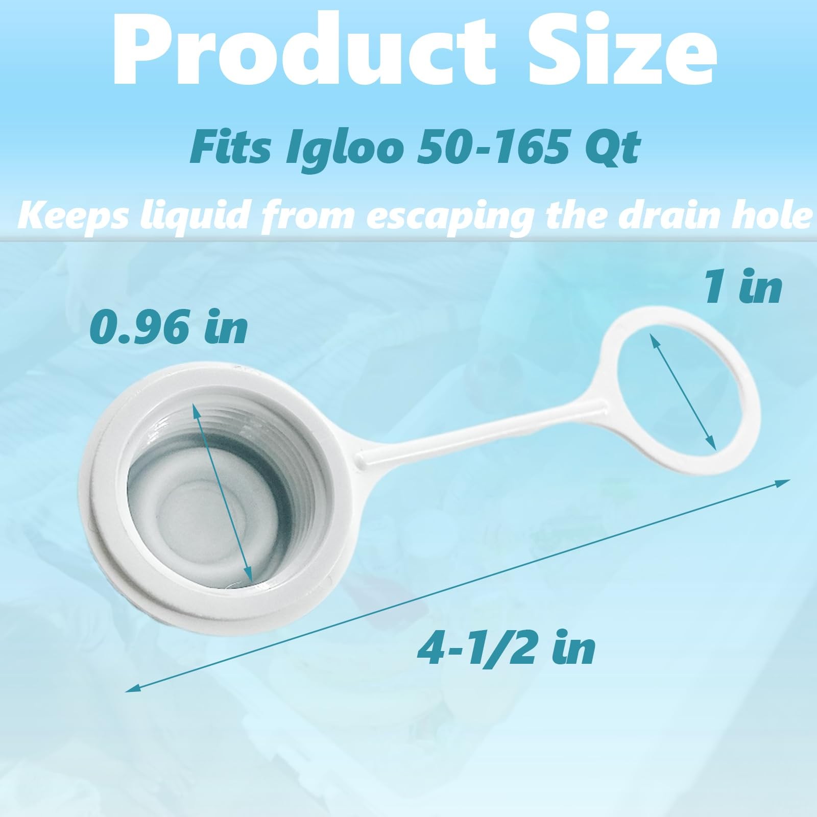 2 PCS White Plastic Threaded Drain Plug Cap with Tether Fits Igloo Cooler Dra...
