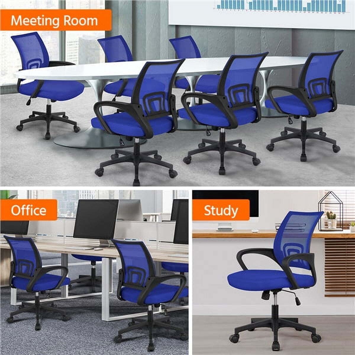 Rolling Task Chair Adjustable Mid Back Mesh Swivel Office Chair with Armrests