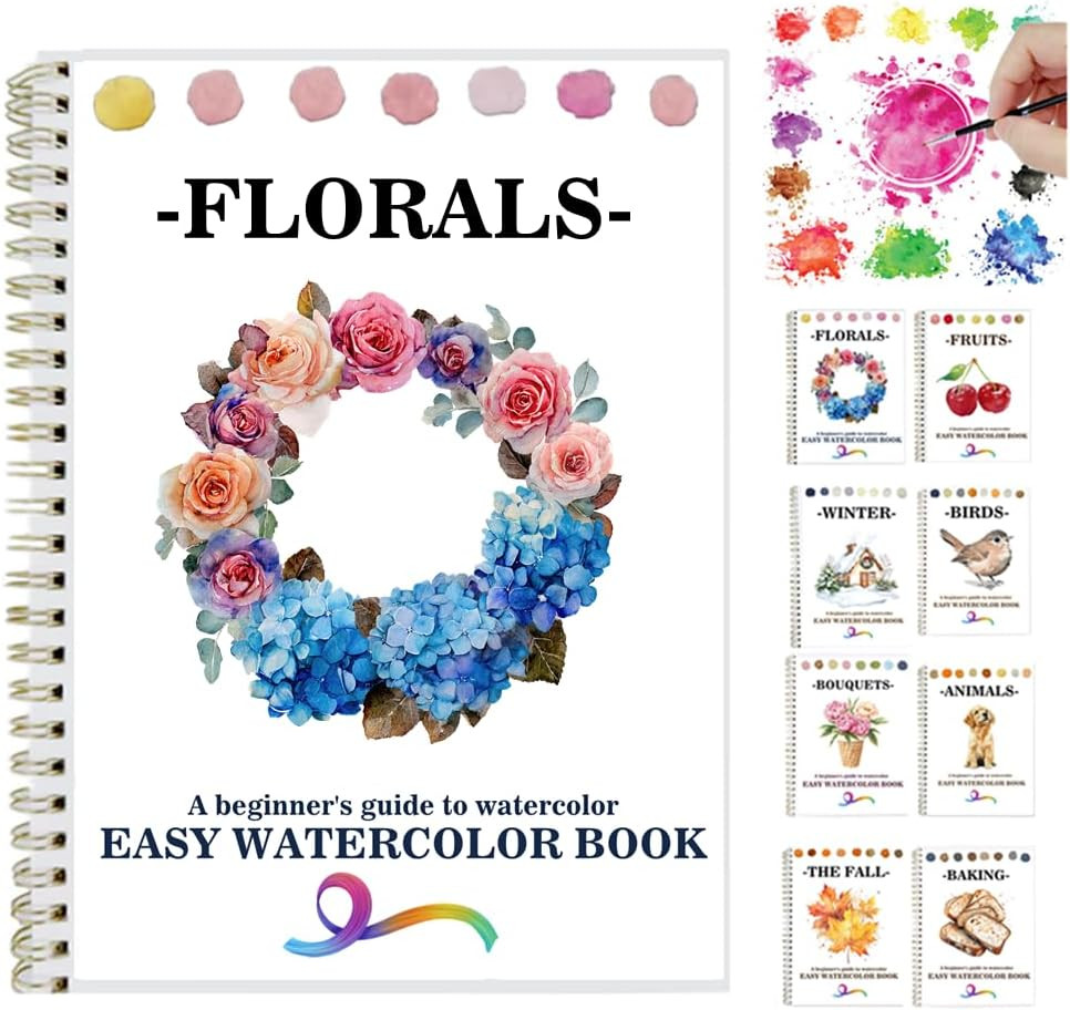 Watercolor Workbooks with 12 Illustractions Beginner Friendly Coloring Book Pain