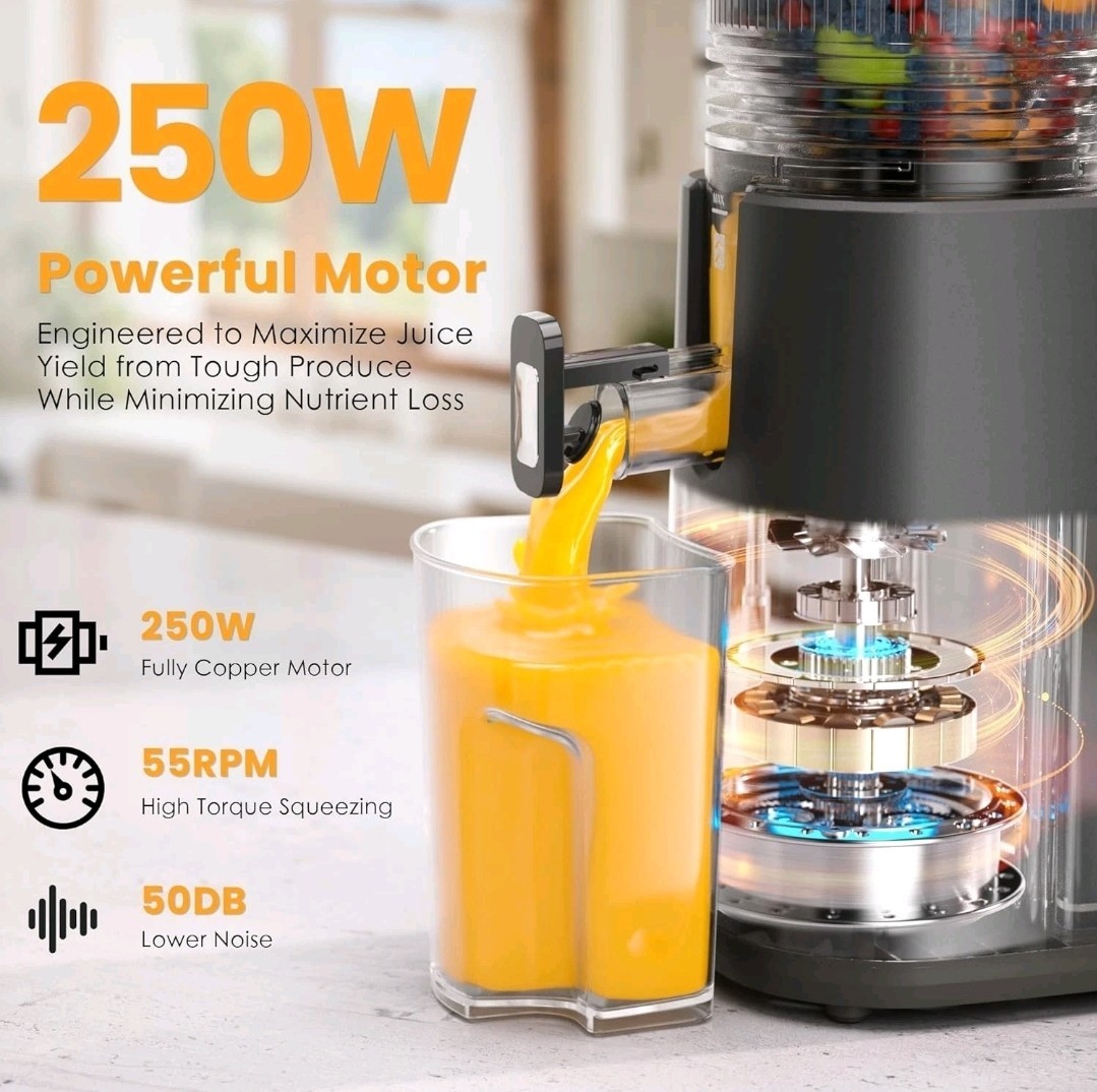 Cold Press 5.5" Wide Feed Chute Masticating Juicer Extractor