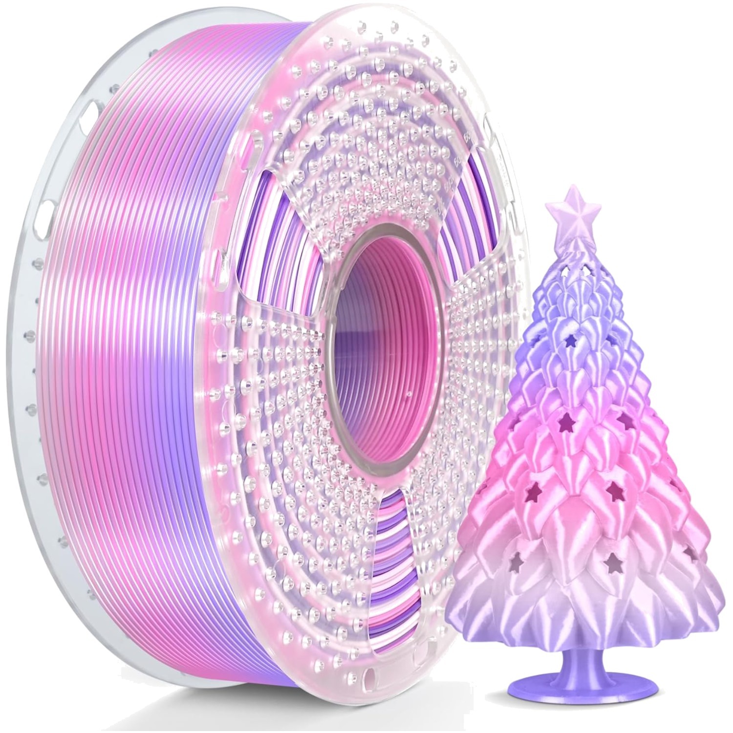 Glossy Silk Rainbow 3D Printer Filament 1kg - Eclectic Colors and Smooth Finish