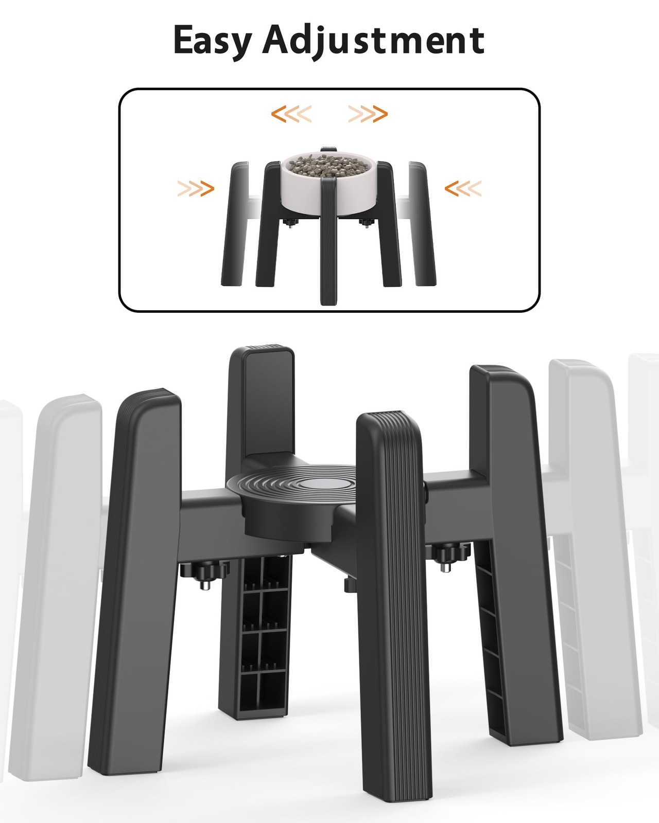 2 PCS Dog Bowl Stand Adjustable Width Stand Only Elevated Pet Feeder