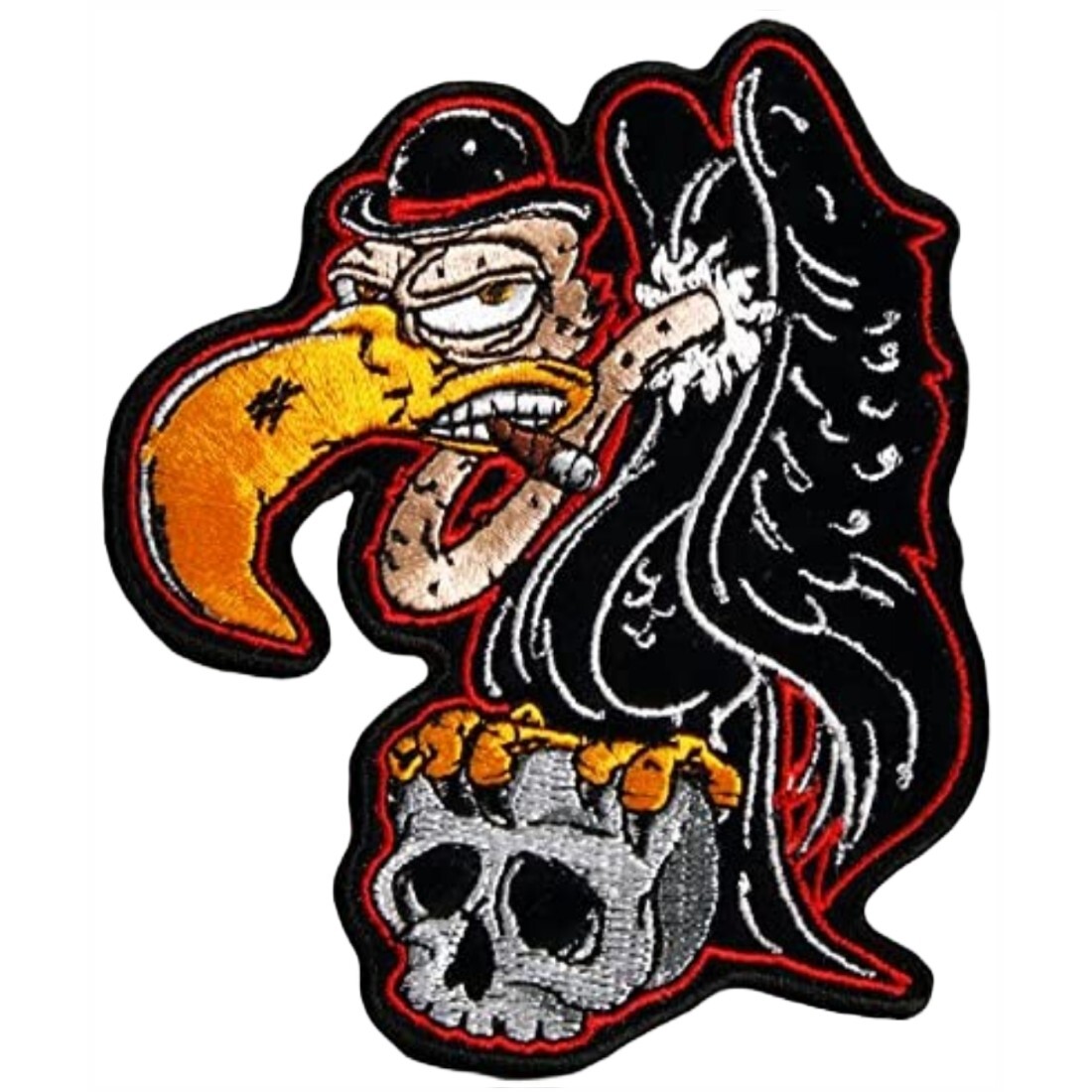 BUZZARD BIRD SKULL JACKET VEST BACK PATCH - 10 X 8 INCH IRON ON SEW ON