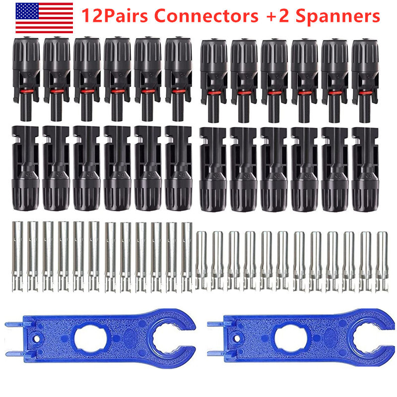 24 PCS Waterproof Solar Connectors Solar Panel Wire Joiners Crimper Plier Set