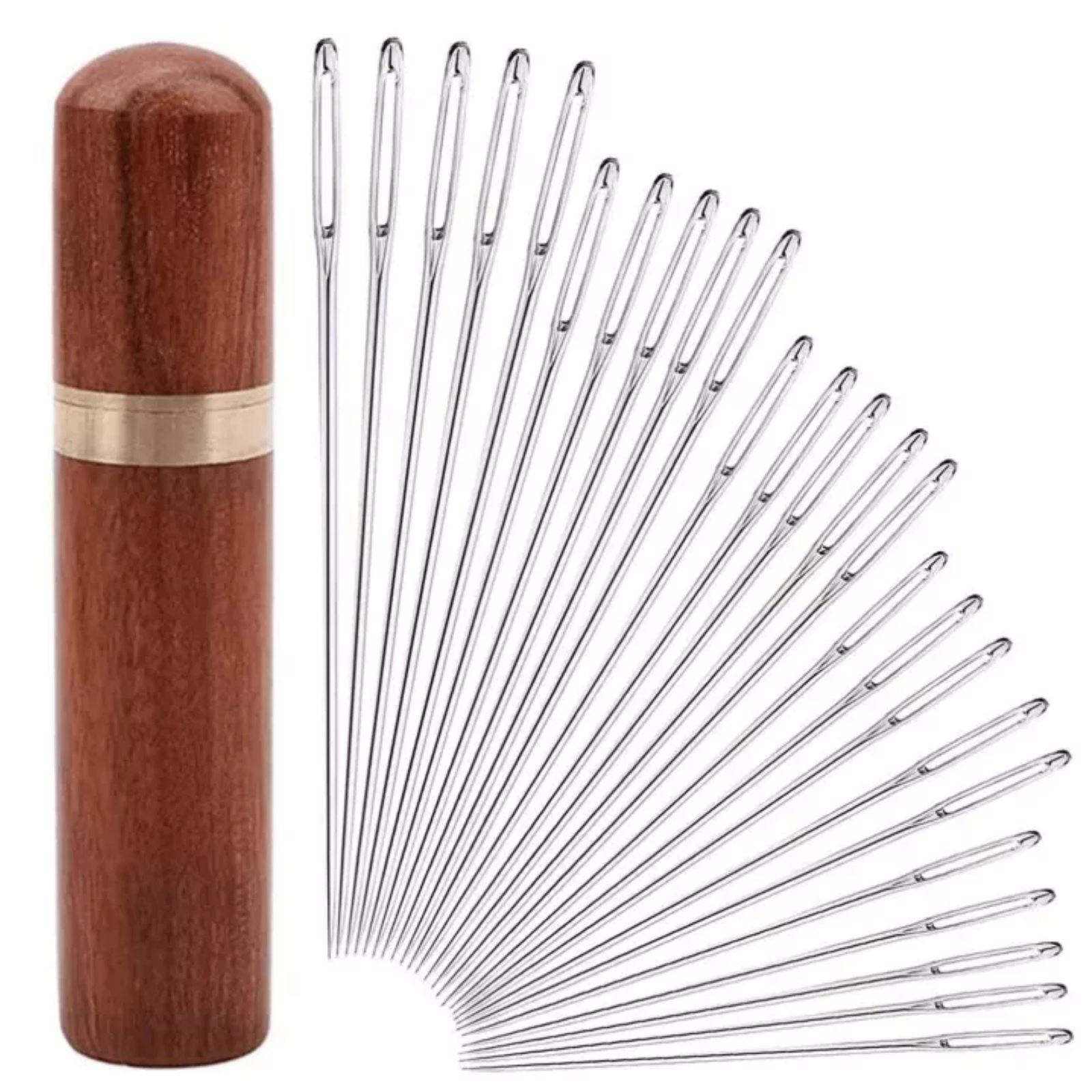 25Pcs Large Eye Needles Stitching Needle Hand Sewing Embroidery Needle With Case