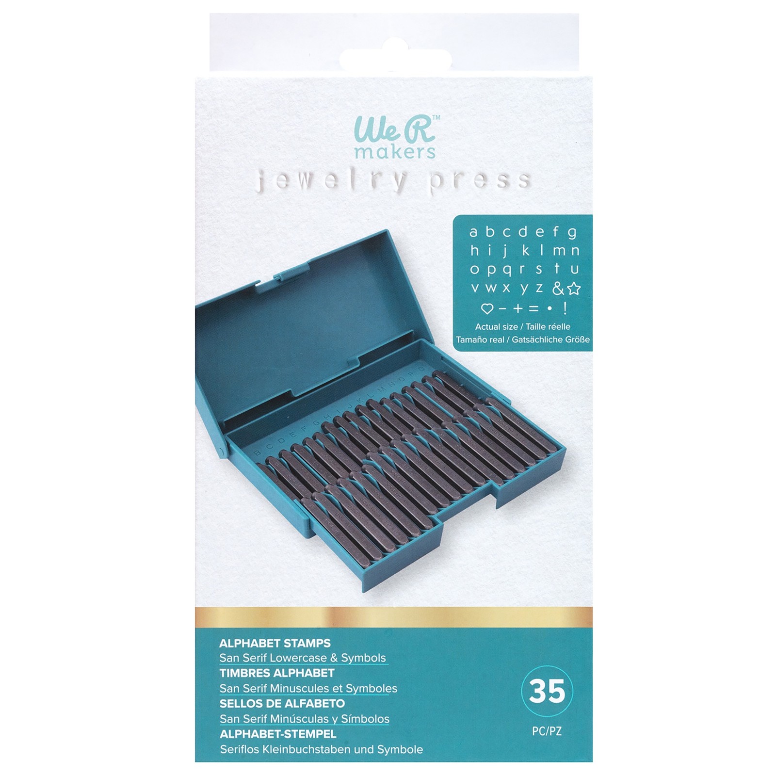 We R Jewelry Press Alphabet Stamps 35/Pkg-Lower Case Sans Serif Font And Symbols
