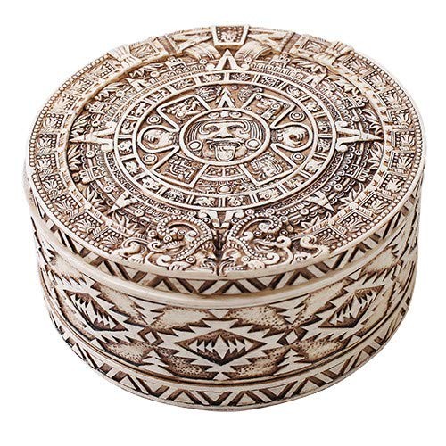 Pacific Giftware Aztec Round Box Jewelry Trinket Figurine, 2.25" tall