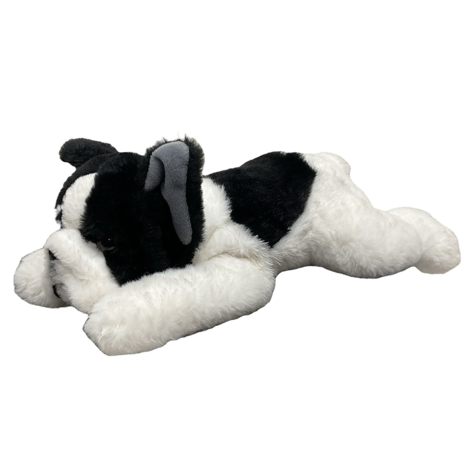 FAO Schwartz Boston Terrier Dog Puppy Laying Down Plush Toy Stuffed Animal