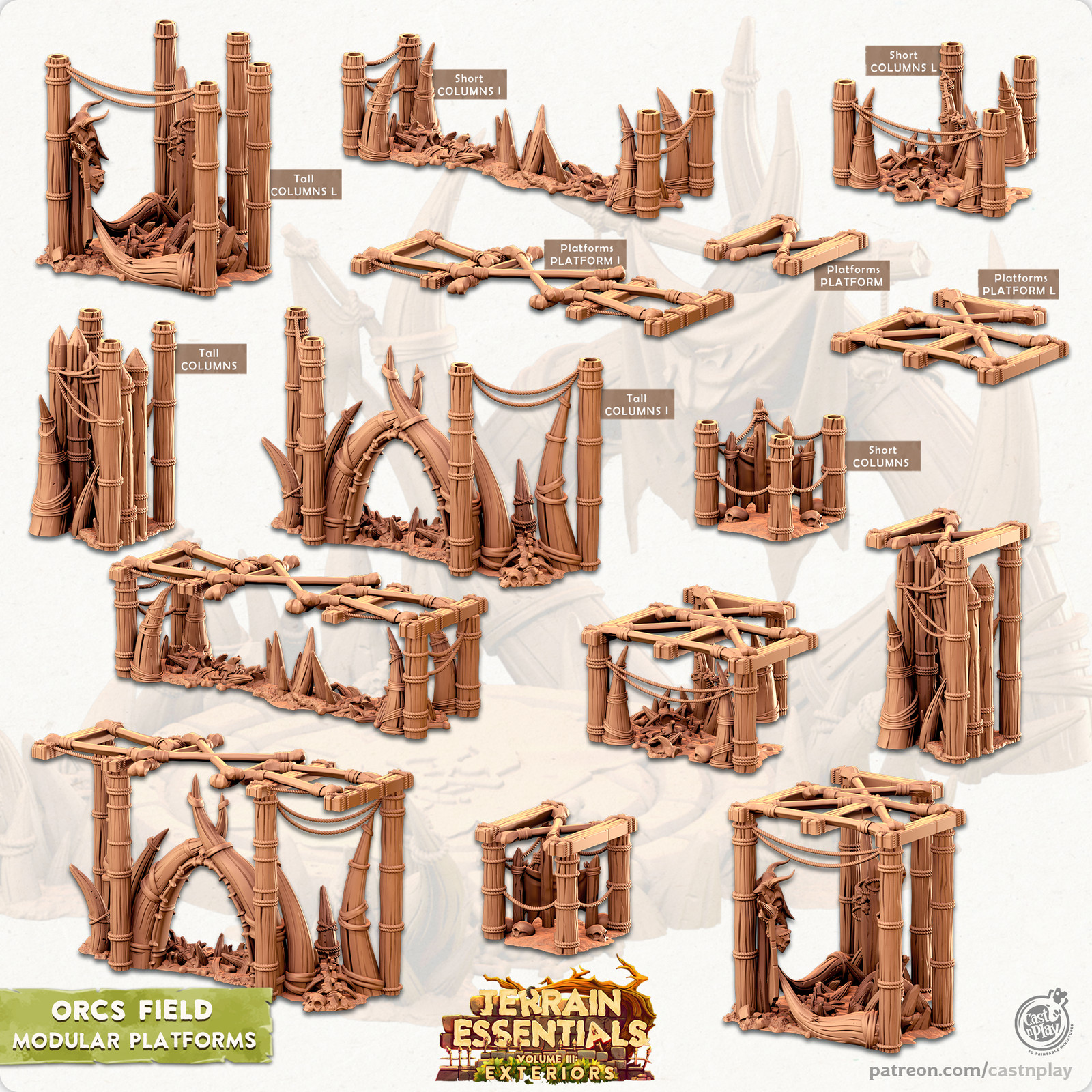 3D Printed Cast n Play Orcs Field Set Modular Platforms 28mm 32mm D&D