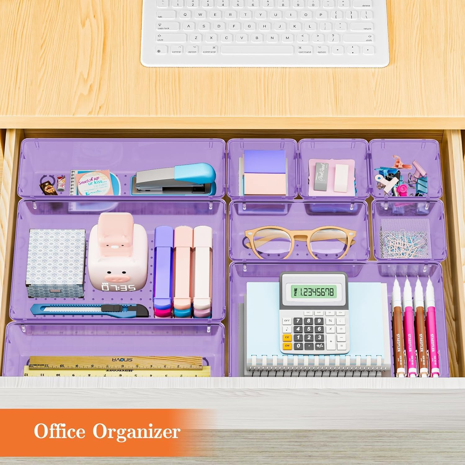25 PCS Plastic Drawer Organizer Set, 4-Size Versatile Organizer Trays & Storage