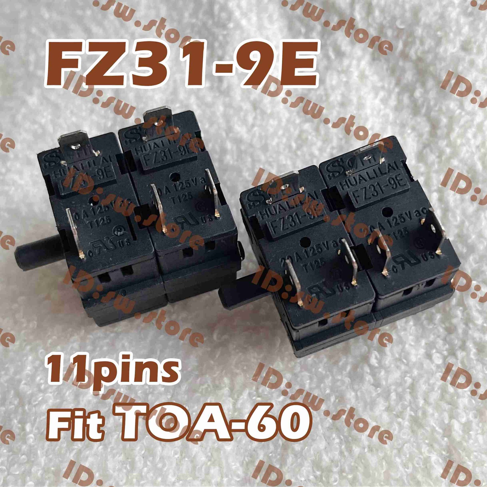 2pcs FZ31-9E 11 pins 7 positions HUA LI LAI Rotary switch For TOA-60 YCD30-371