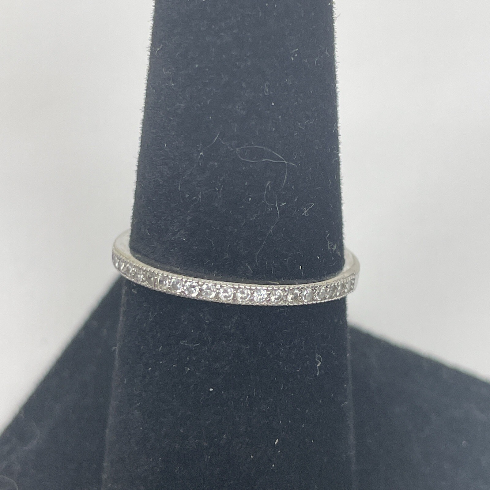 Vintage Sterling Silver 925 Shiny Clear Women's Ring Size 7.5 Hand Crafted