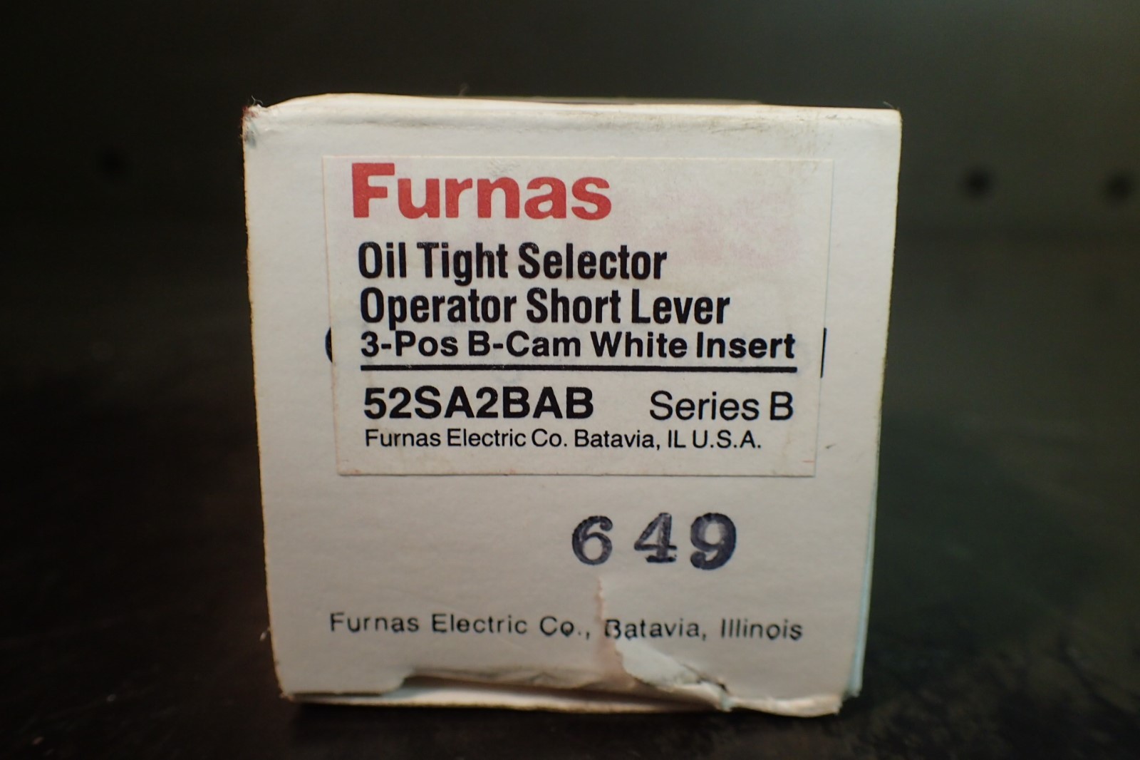 Furnas 3-Position Short Level Operator Oil Tight Selector Switch 52SA2BAB NEW