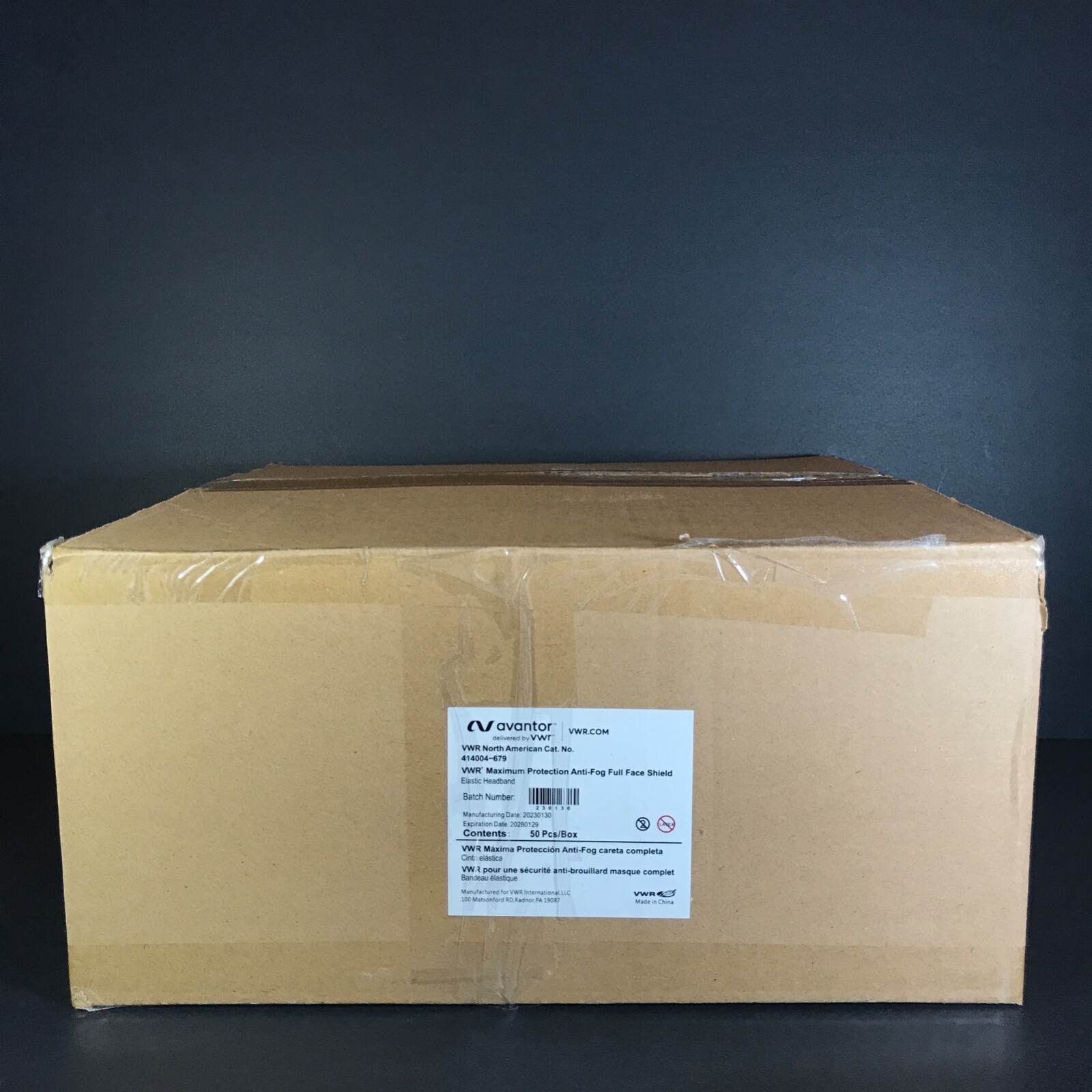 VWR Avantor Maximum Protection Anti-Fog Full Face Shield 414004-679 Box of 50