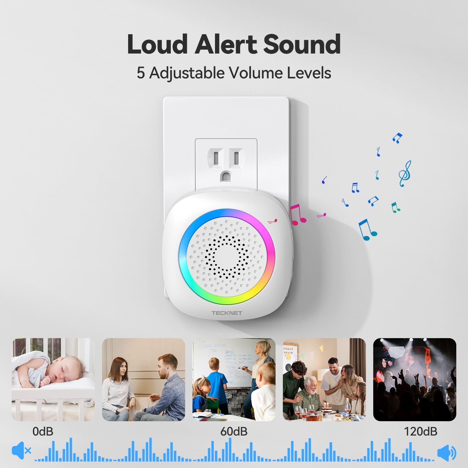 Wireless Door Chime Alarm, 1000Ft Range, 61 Songs, 5 Volumes, RGB Light, Home...