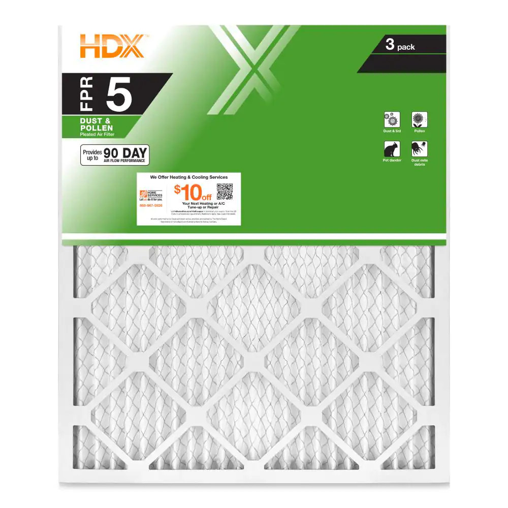 NEW Standard Pleated Air Filter FPR 5 (3-Pack) 16 In. X 20 In. X 1 In. HVAC