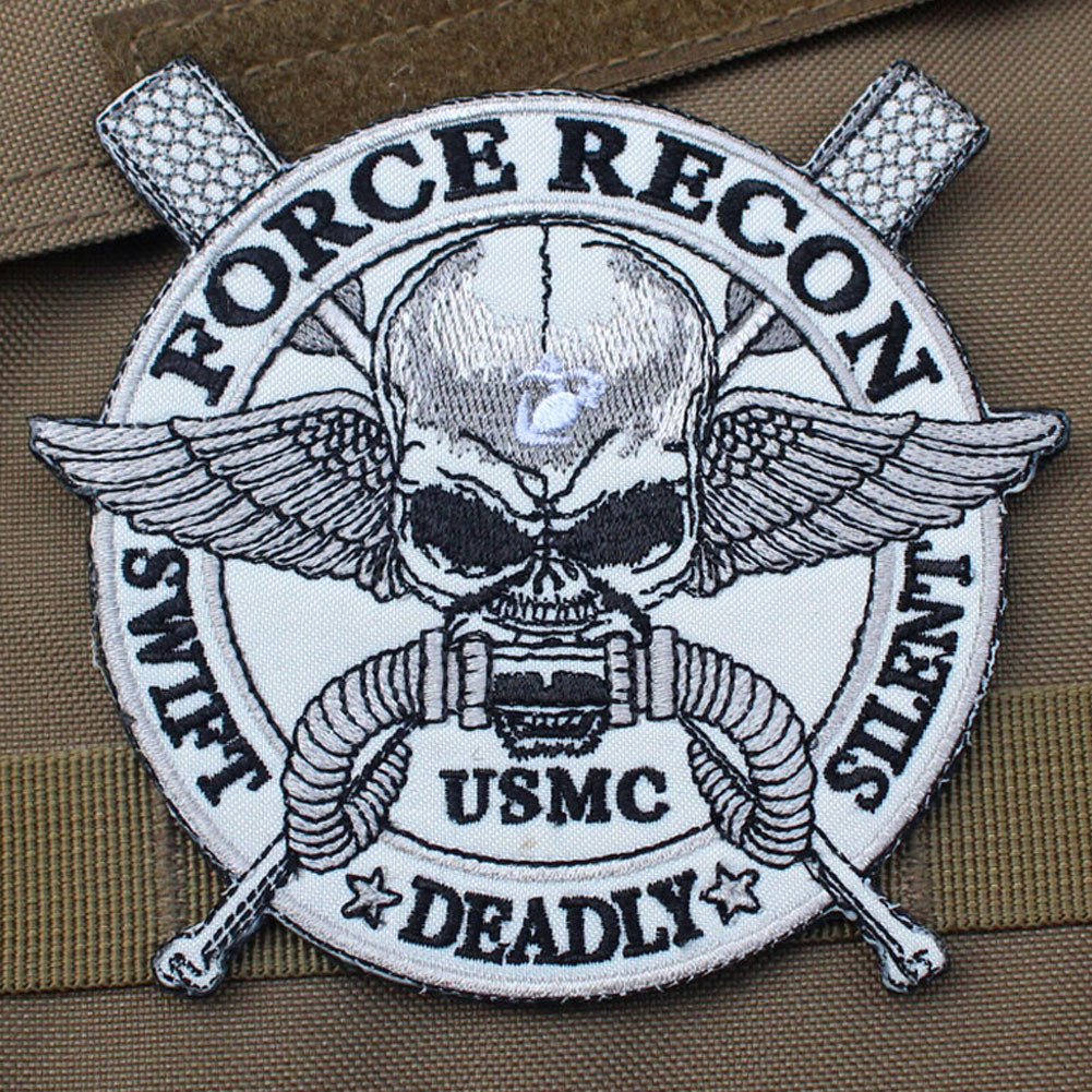 US MARINES FORCE RECON SWIFT DEADLY NAVY TACTICAL HOOK PATCH BADGE