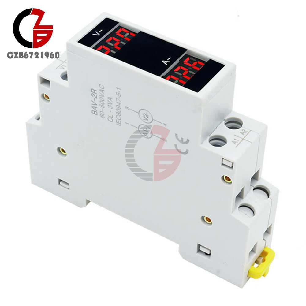 AC80-500V 1-100A DIN Rail Single-Phase Digital Display AC Voltage Current Meter