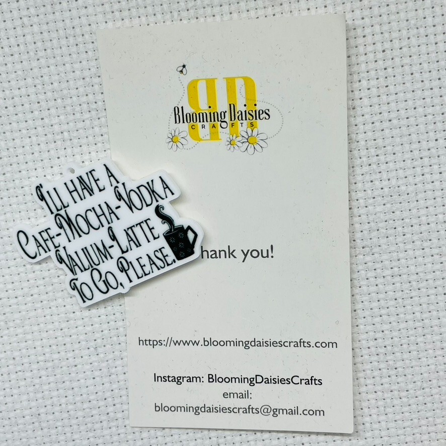 Magnetic Needle Minder Cross Stitch Snarky Cafe-Latte-Vodka / Fridge Magnet
