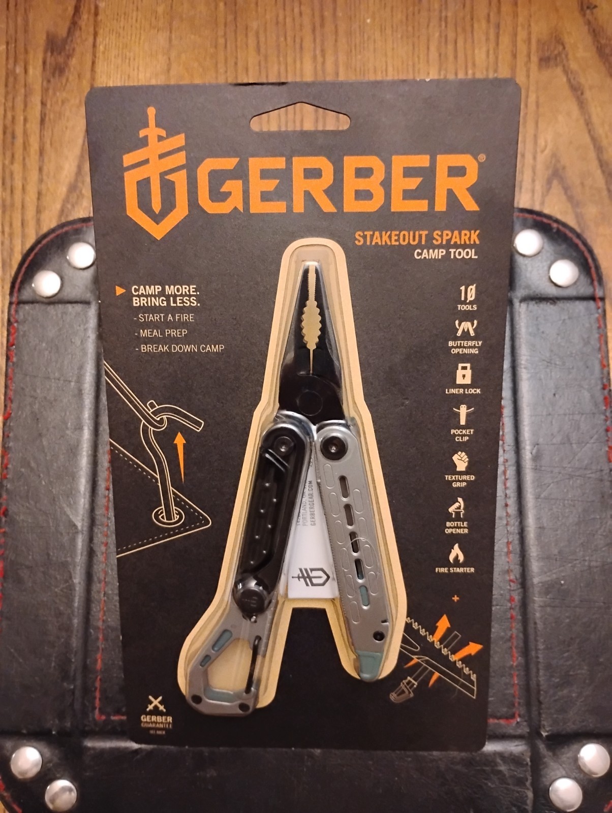 Gerber Stakeout Spark 10 Tools In 1 Pocket Clip Ferro Rod 4.6" Closed 2.4" Blade