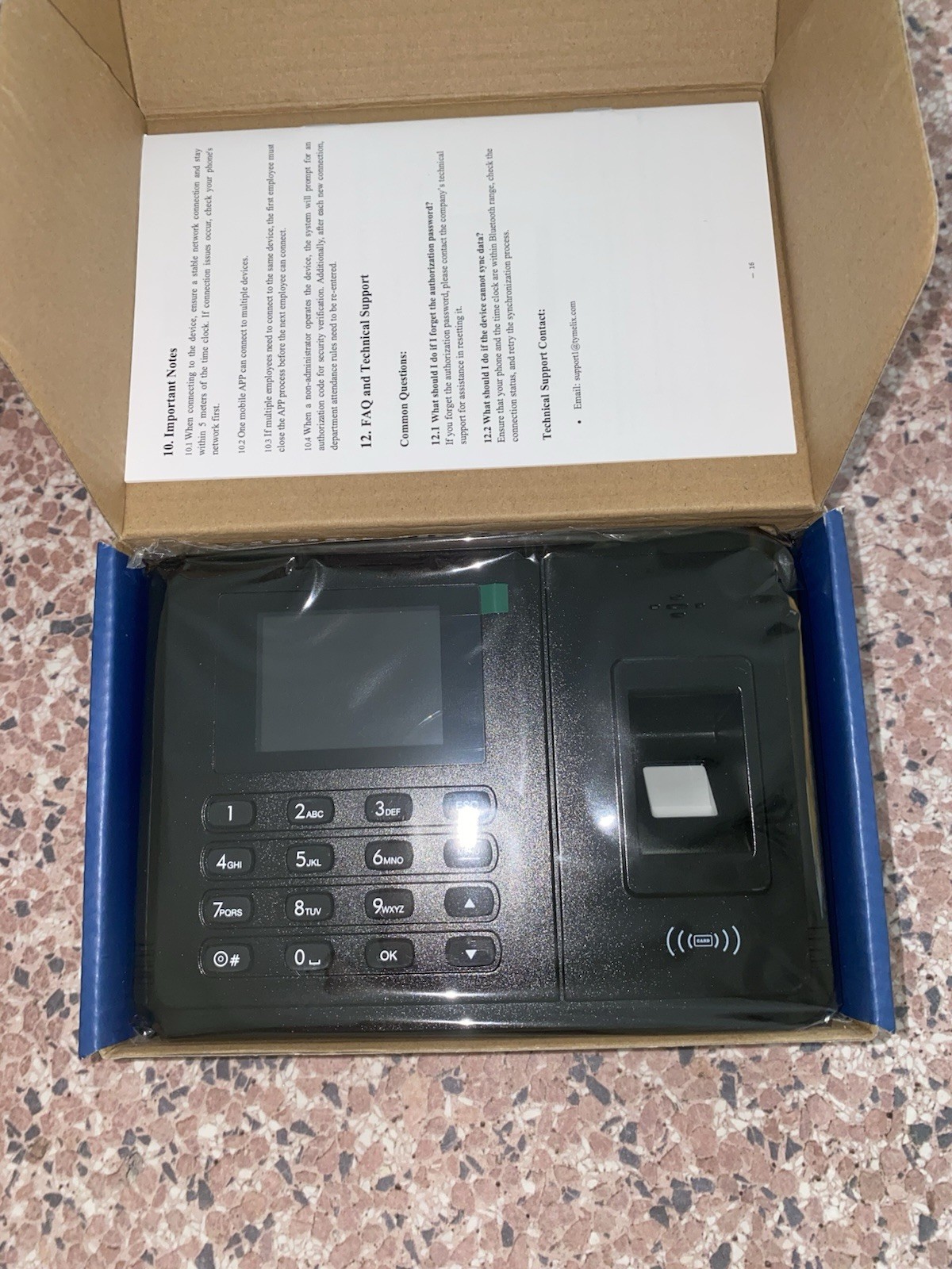 Black App-Based Time Clock – Fingerprint Attendance for Small Business
