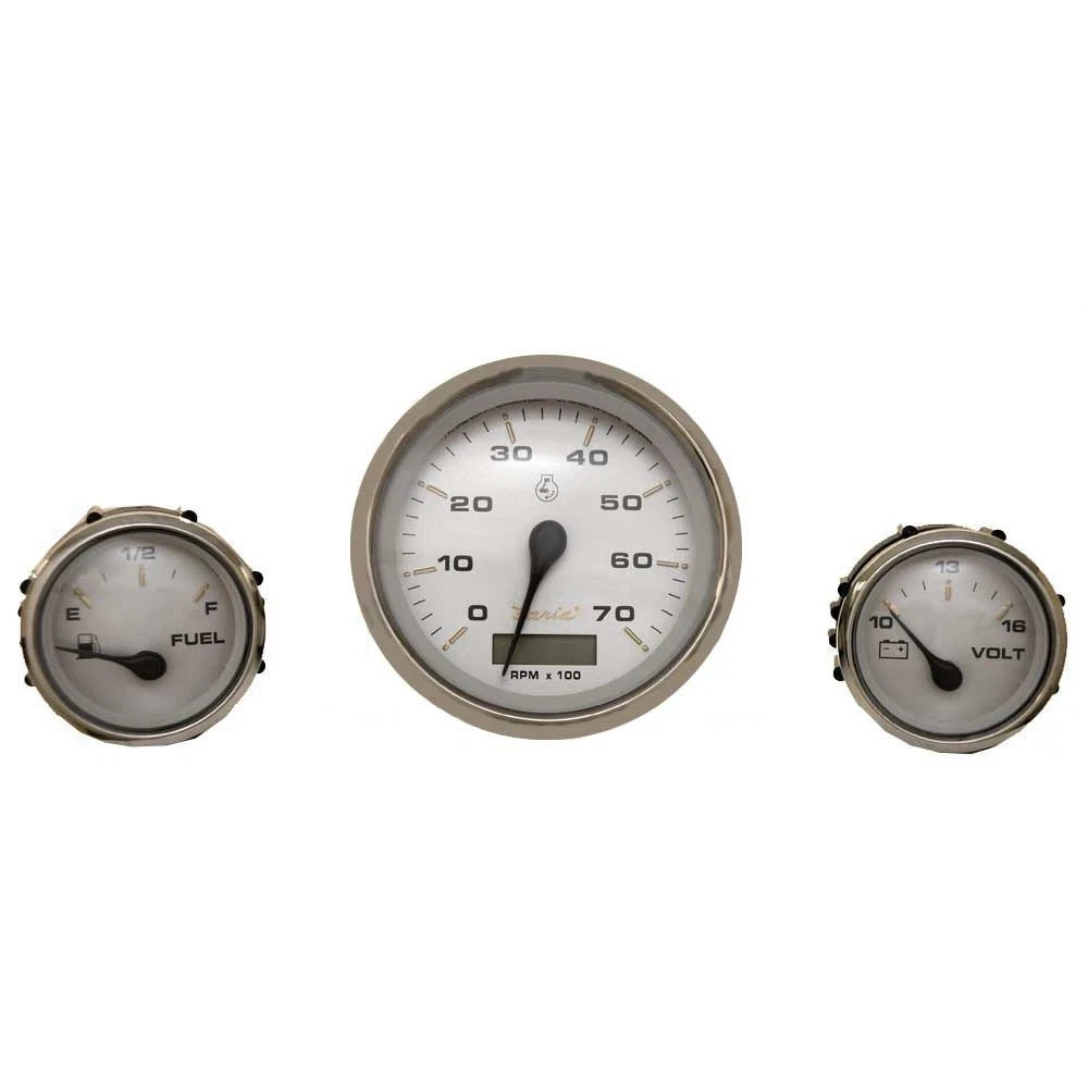 Faria Boat Gauge Set KTF020B | Kronos Silver Rinker (Set of 3) - NEW SALE