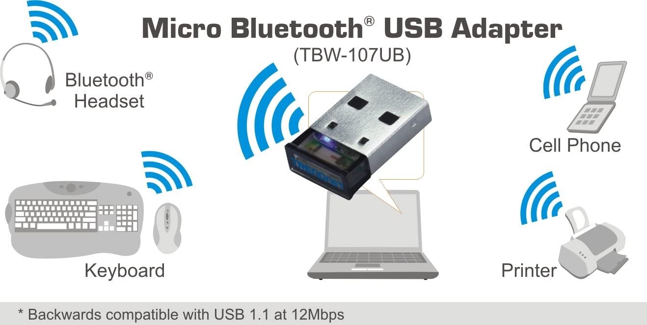 TRENDnet TBW-107UB Micro Bluetooth USB Adapter (10M)