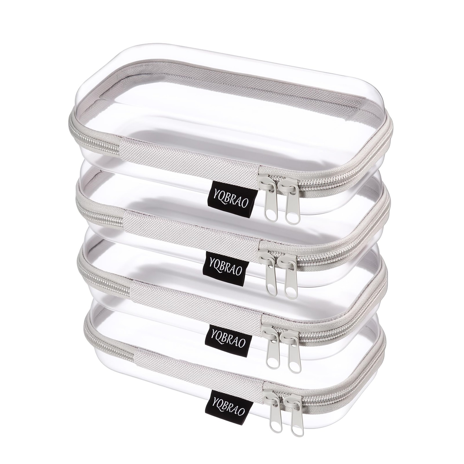 YQBRAO 4-Pack Clear Hard Shell Zipper Case, 1.2mm Ultra-Thick 4 Pack(S), Grey