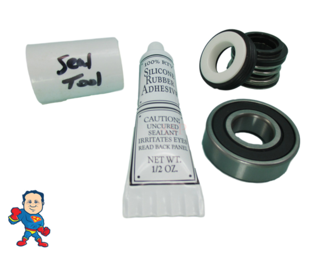 Hot Tub Pump Seal & (1) Bearing Kit 2.5HP Pump Intertek 2009+ Jacuzzi® Premium