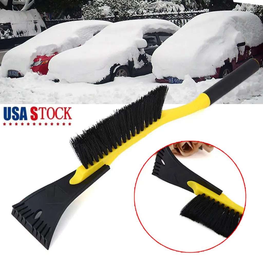 2 In 1 Ice Scraper with Brush for Car Windshield Snow Remove Frost Broom Cleaner