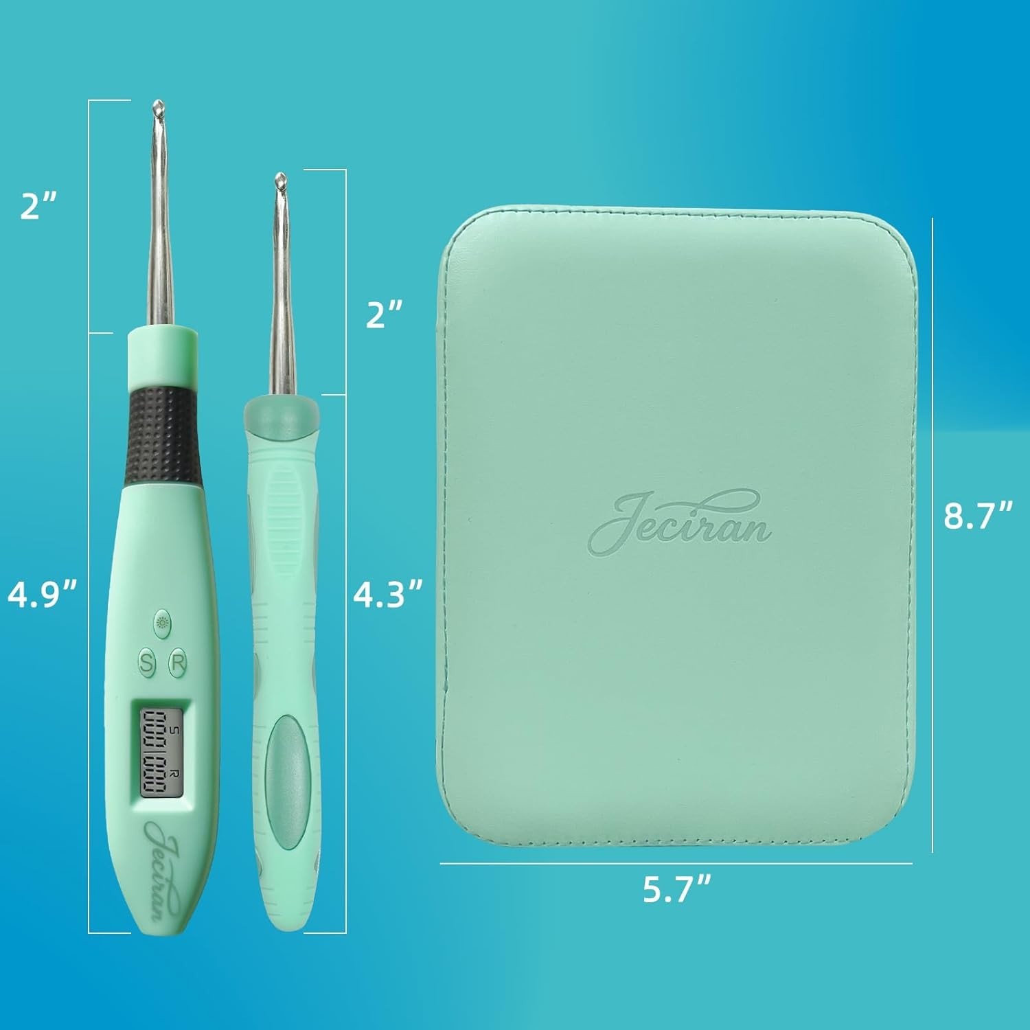 24 in 1 Light Up Crochet Hook Set,Lighted Crochet Hooks with Counter,Counting...