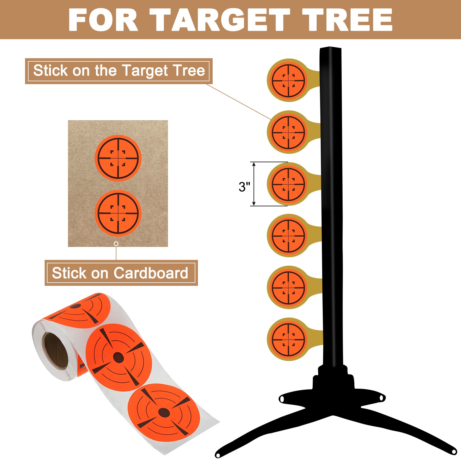 1 Roll Fluorescent Round Splatter Target Stickers 3", Red/Black