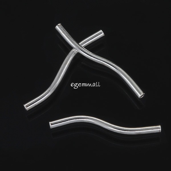 10 Sterling Silver Curve Tube Spacer Beads 1.2x18mm #97456