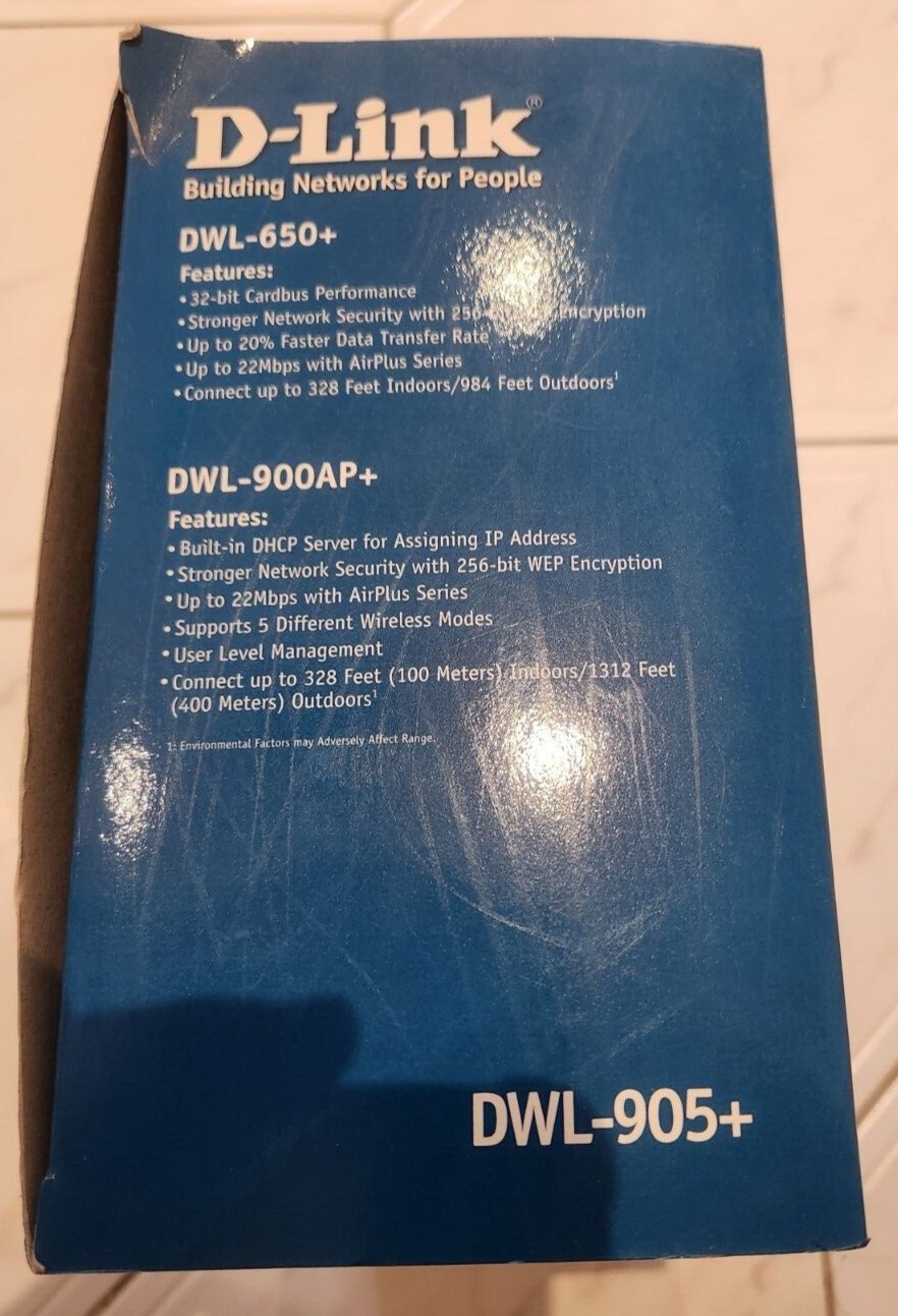D-Link Enhanced 2.4GHz Wireless Kit AirPlus Wireless Network DWL-905+