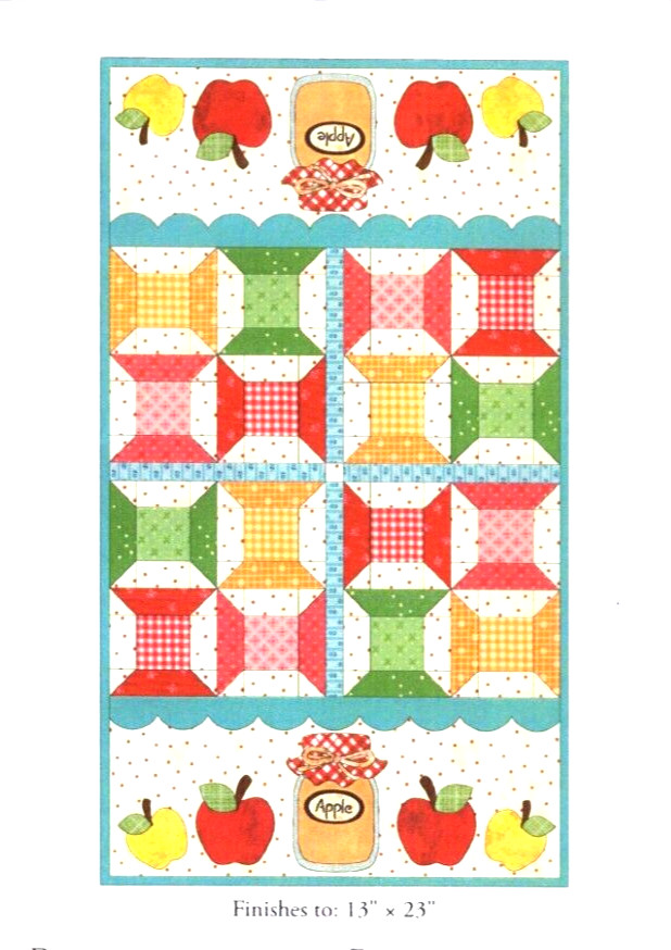 PINT SIZE TABLE RUNNER "SEPTEMBER" ~ Thread Spools ~ 13 X 23" ~ Shabby Fabrics